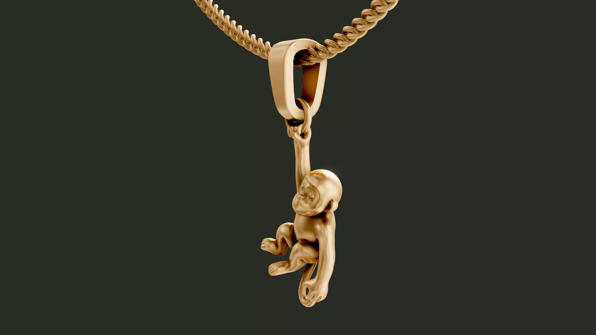 Monkey Pendant  3D print model_2