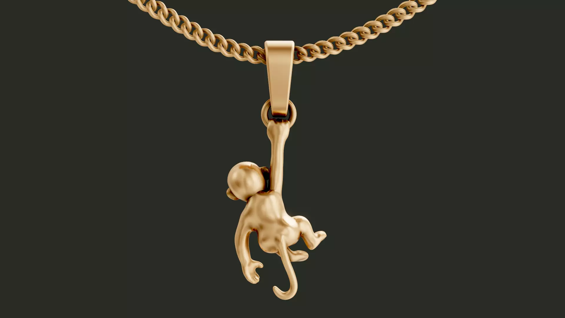 Monkey Pendant  3D print model_4