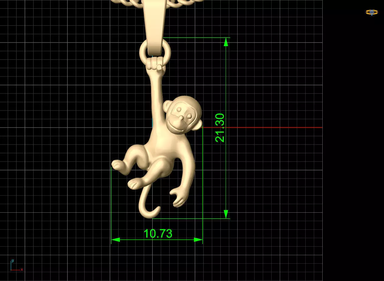 Monkey Pendant  3D print model_6