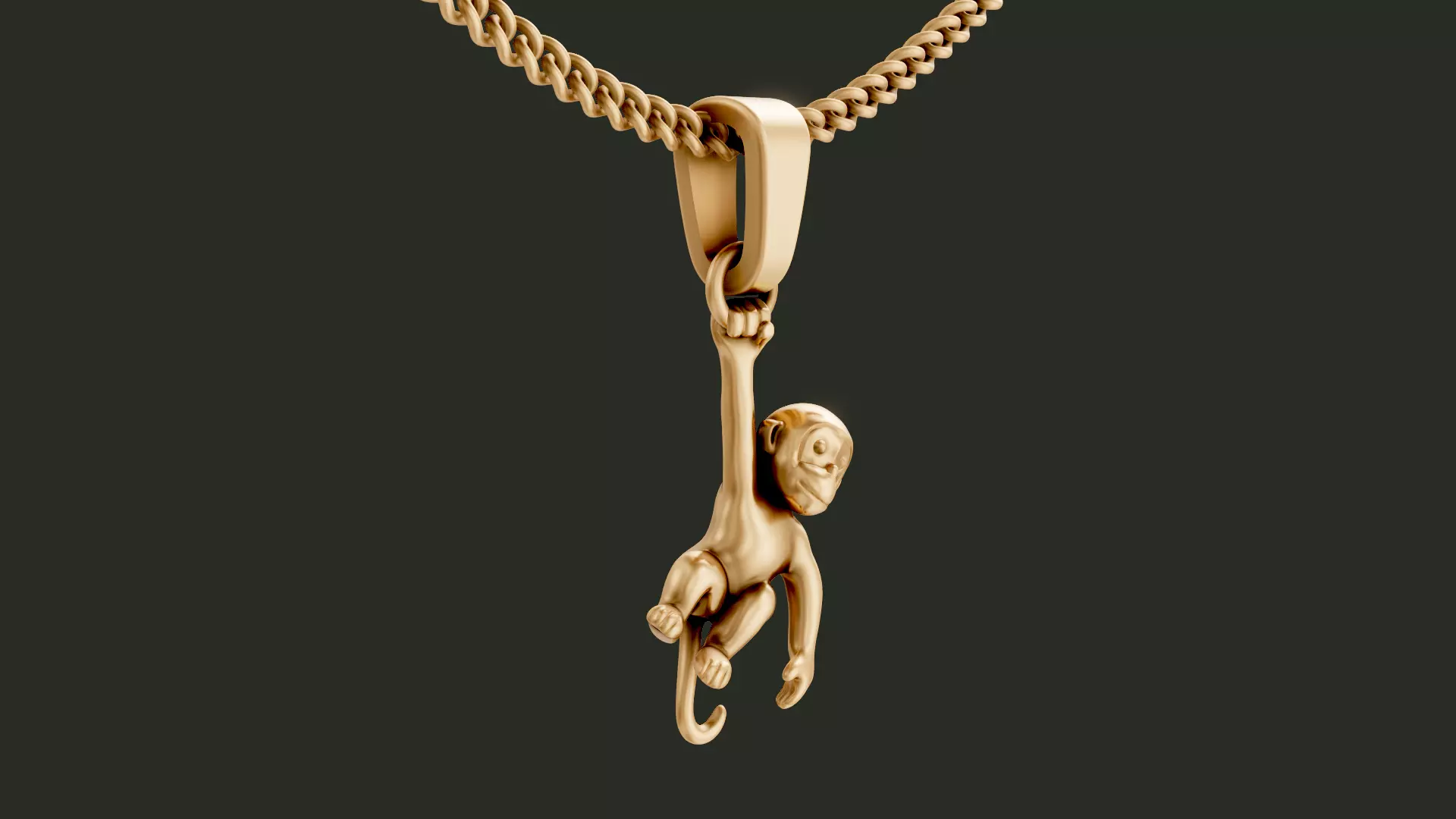 Monkey Pendant  3D print model_1