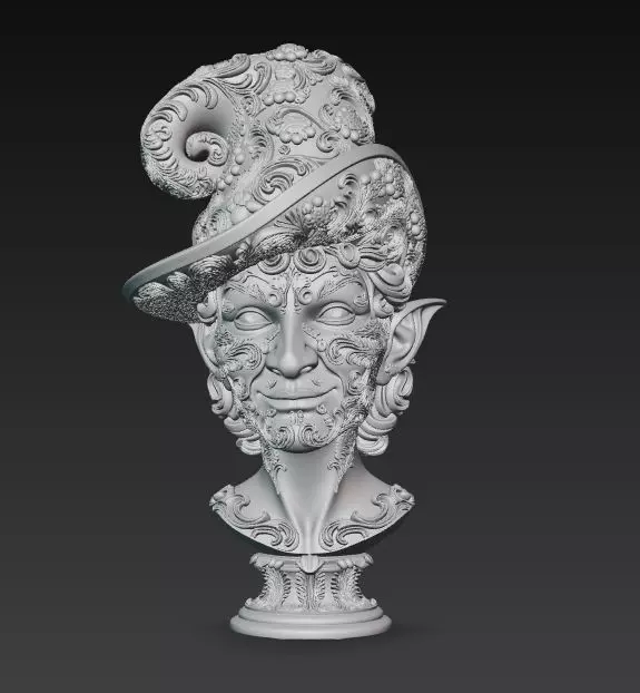 Rococo Elf Bust The Joyful Elegance of Christmas 3D print model_32