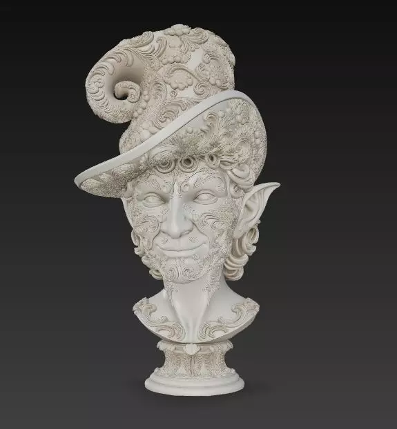 Rococo Elf Bust The Joyful Elegance of Christmas 3D print model_1
