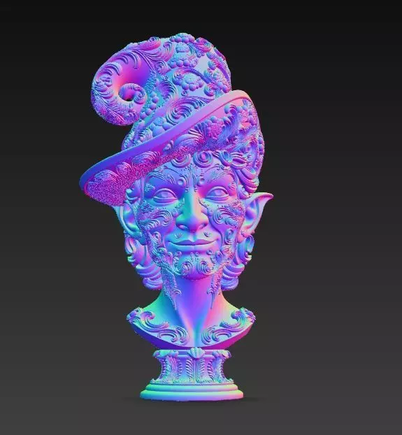 Rococo Elf Bust The Joyful Elegance of Christmas 3D print model_8