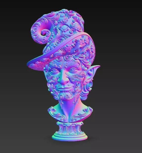 Rococo Elf Bust The Joyful Elegance of Christmas 3D print model_16