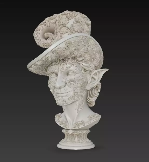 Rococo Elf Bust The Joyful Elegance of Christmas 3D print model_31