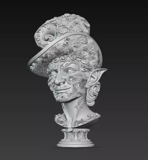 Rococo Elf Bust The Joyful Elegance of Christmas 3D print model_7