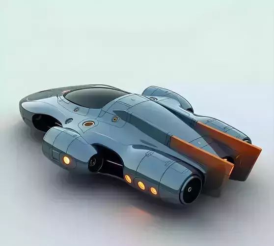 Sleek Retro Future Sci Fi Starship Low-poly 3D model 7