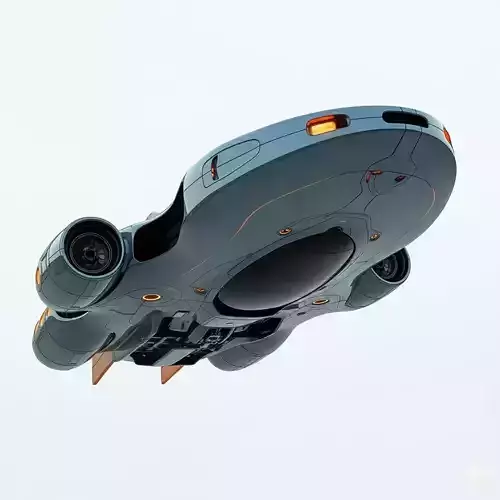 Sleek Retro Future Sci Fi Starship Low-poly 3D model 6