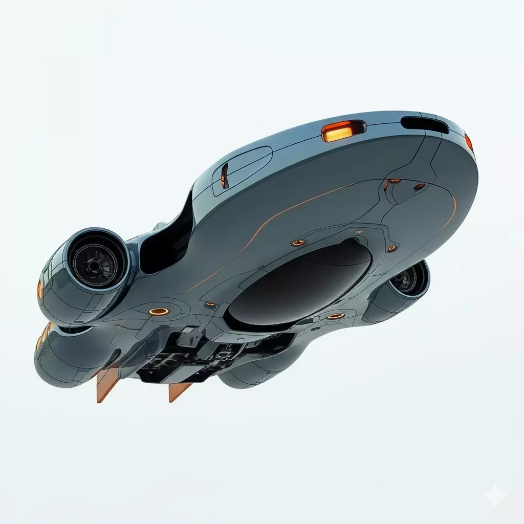 Sleek Retro Future Sci Fi Starship Low-poly 3D model_5