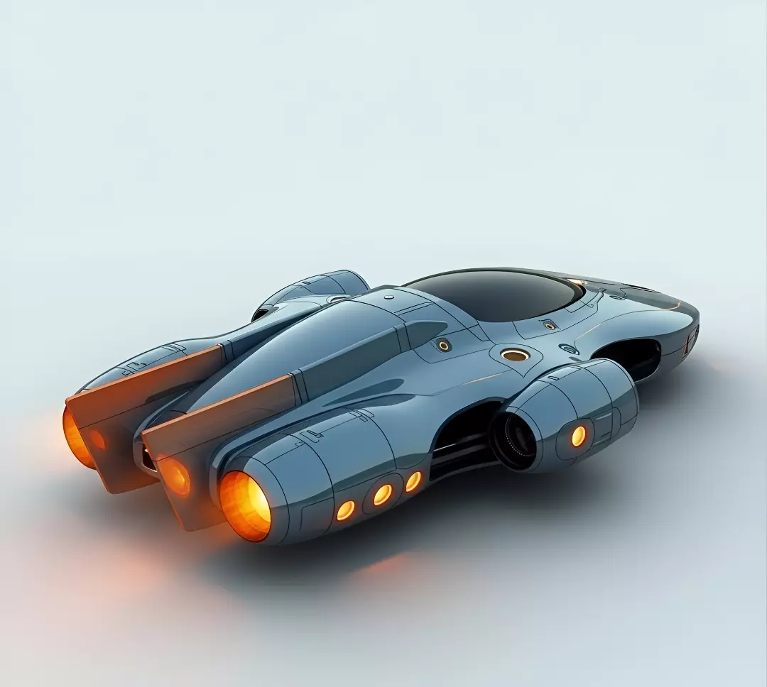 Sleek Retro Future Sci Fi Starship Low-poly 3D model_2