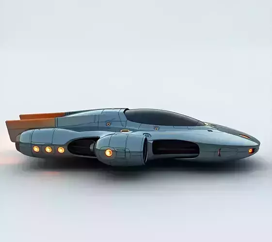 Sleek Retro Future Sci Fi Starship Low-poly 3D model 2