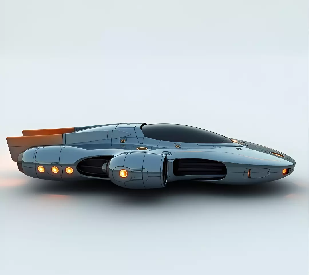 Sleek Retro Future Sci Fi Starship Low-poly 3D model_1