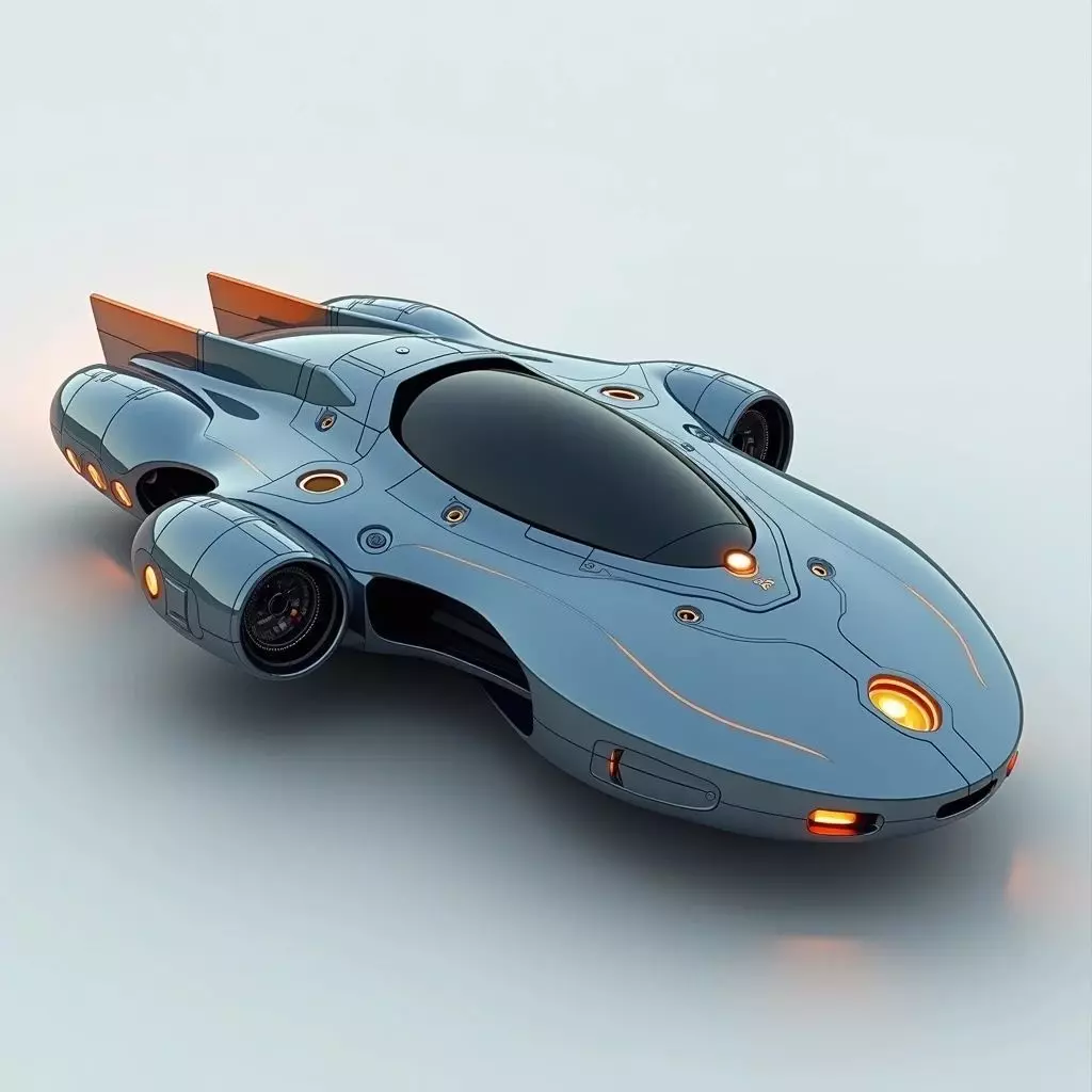 Sleek Retro Future Sci Fi Starship Low-poly 3D model_0