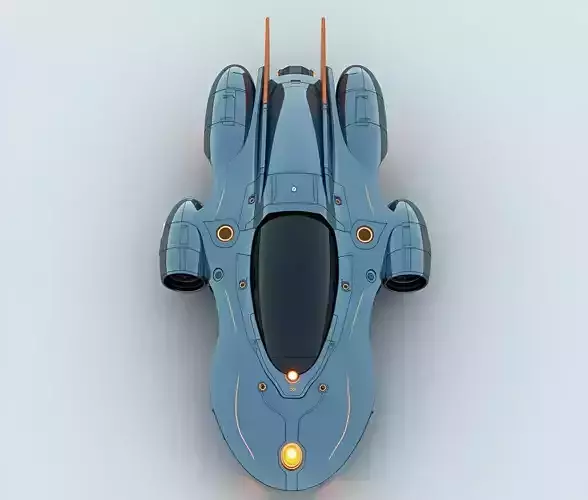 Sleek Retro Future Sci Fi Starship Low-poly 3D model 4