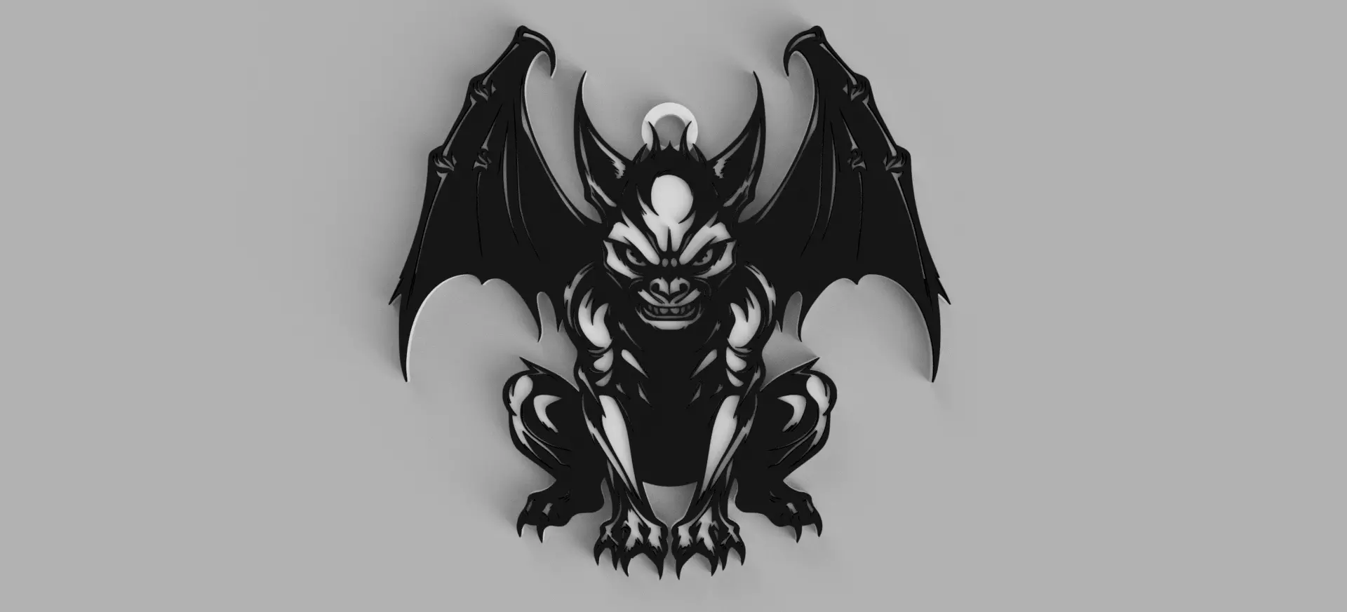 DEMON with wings Crouching Devil Keychain - pendant - earring Free 3D print model