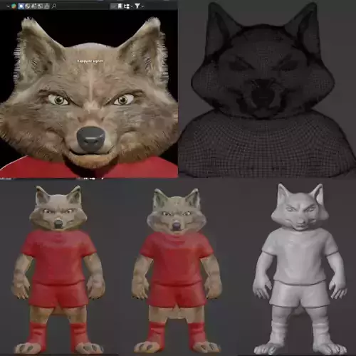 Realistic Furry Wolf Mascot for Animation Games