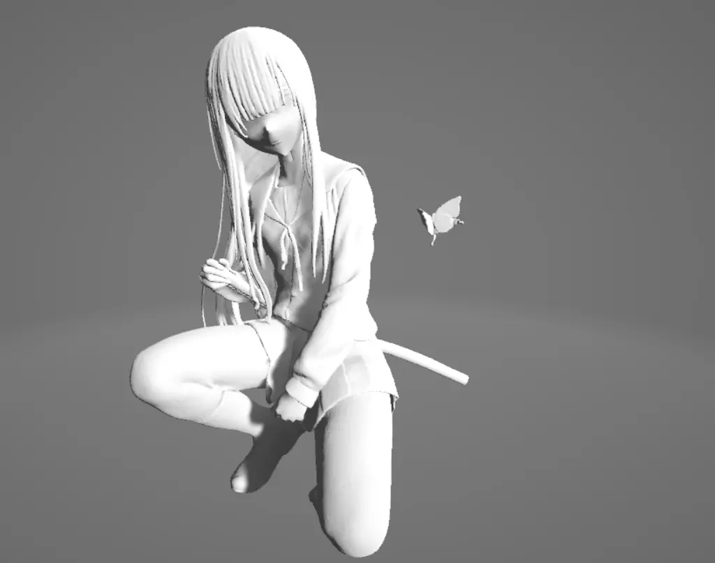 Samurai Schoolgirl 3D print model_2