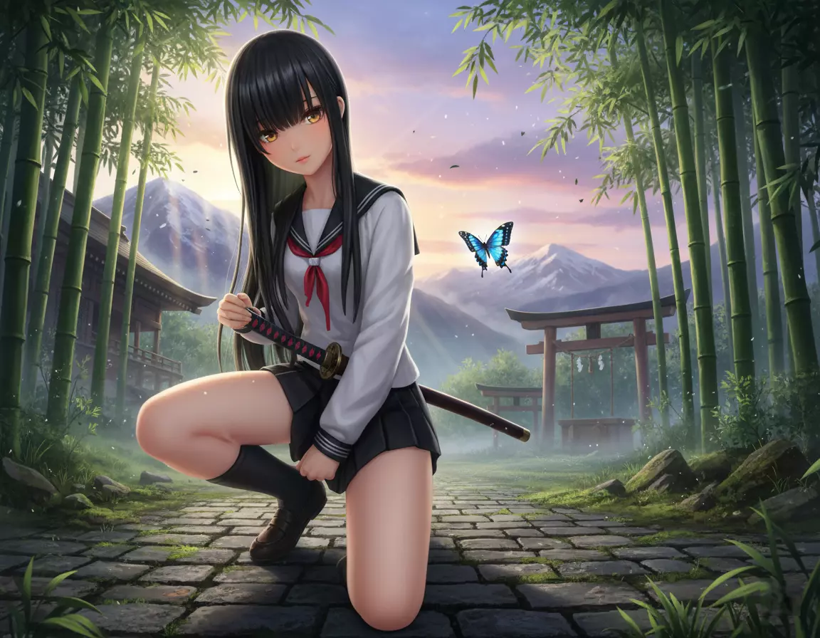 Samurai Schoolgirl 3D print model_0