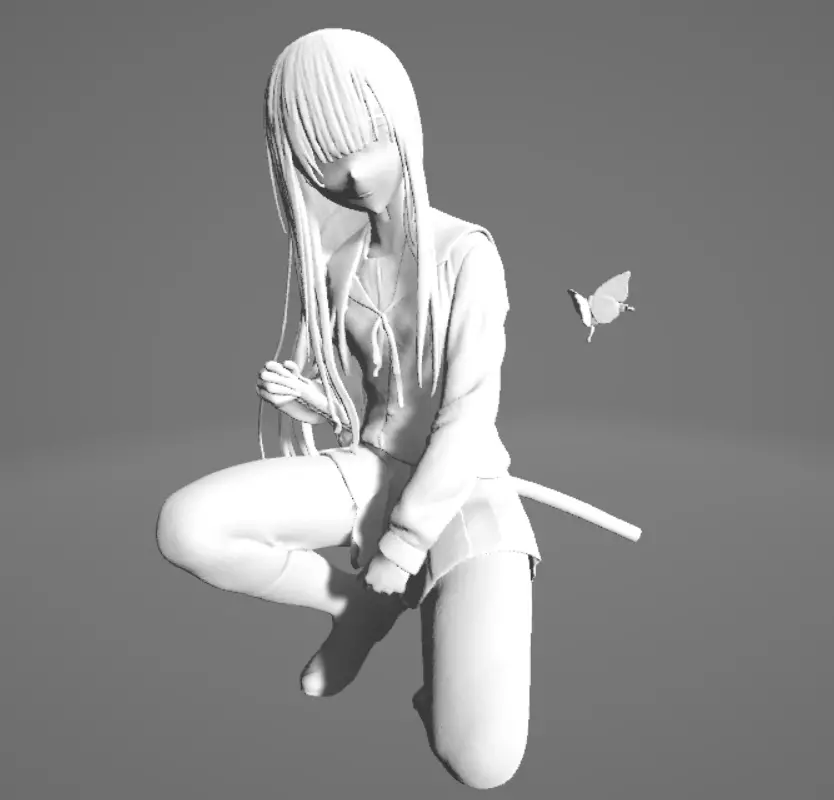 Samurai Schoolgirl 3D print model_3