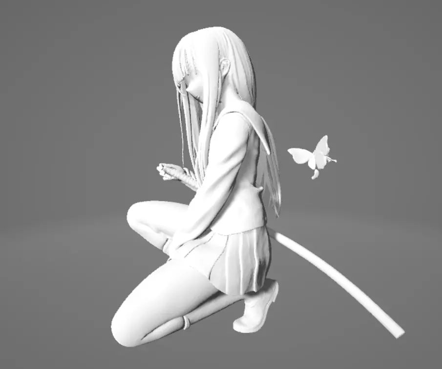 Samurai Schoolgirl 3D print model_4
