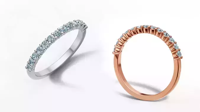 Half Eternity Ring Band ring  13 Stones 2mm Gems 