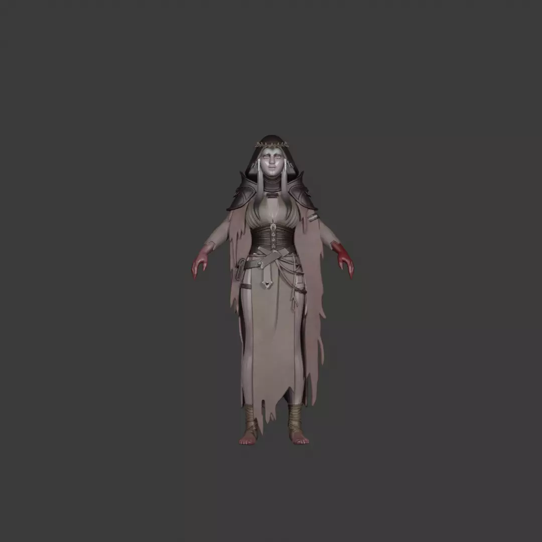 Dark Witch Fantasy 3D Character Model 3D model_2