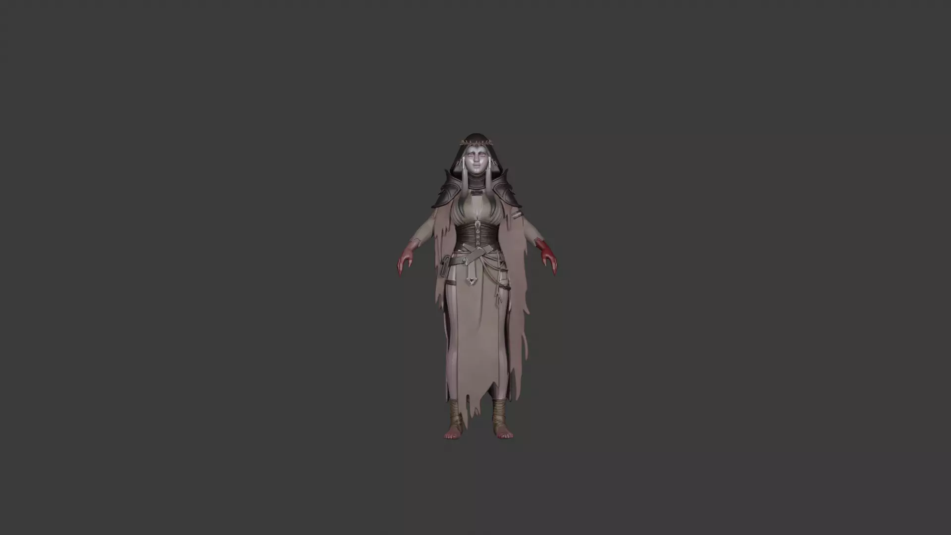 Dark Witch Fantasy 3D Character Model 3D model_0