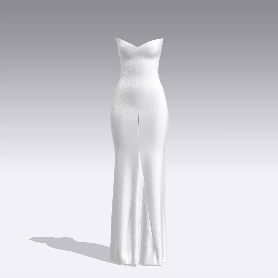 herringbone cut corset dress ruffled skirt detail diamond cut Low-poly 3D model