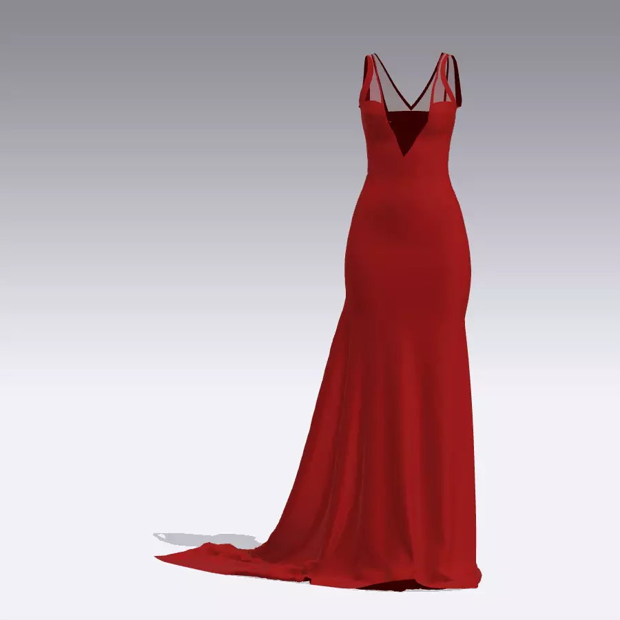 corset deep v nackline dress model look Low-poly 3D model_1