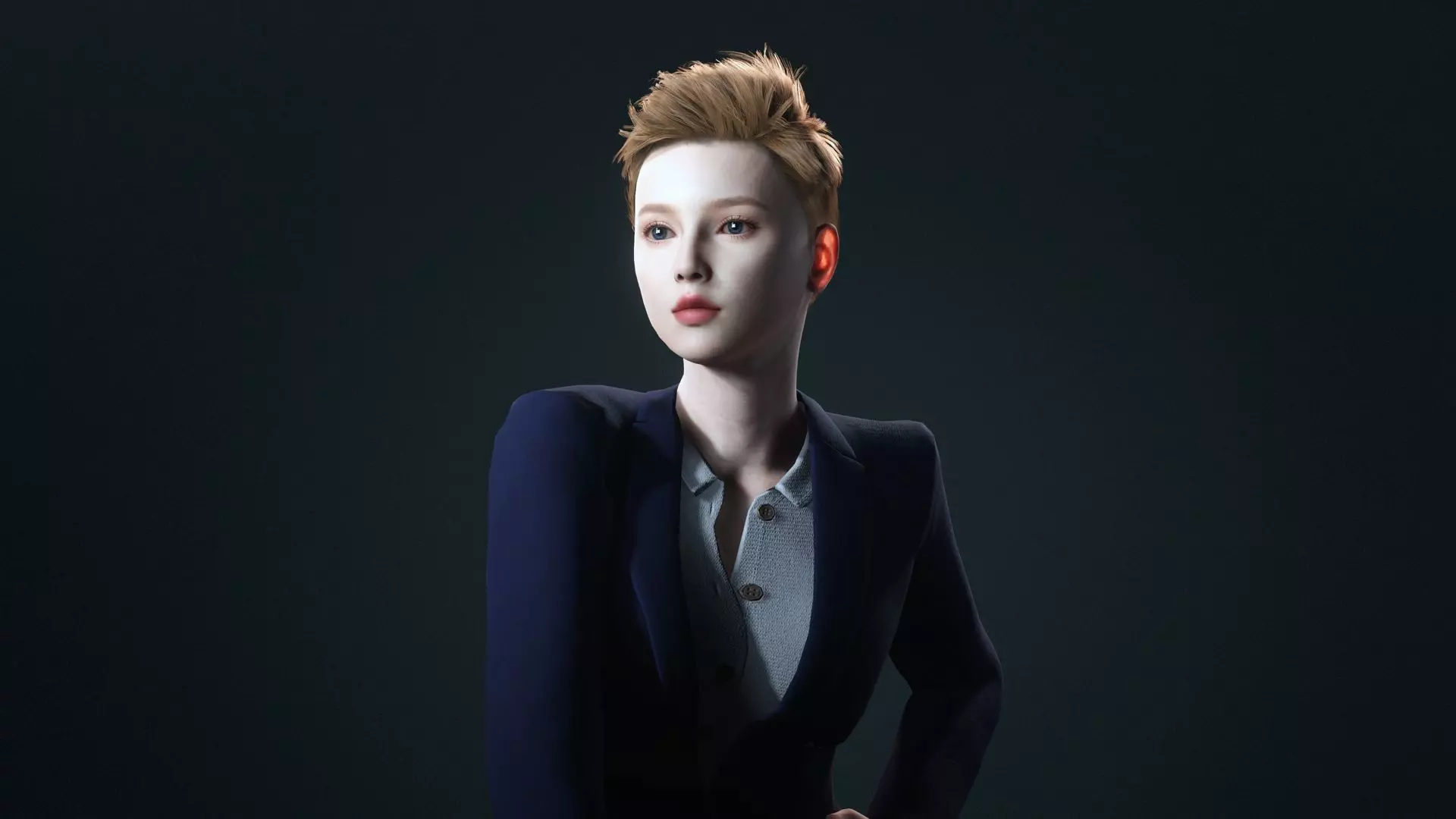 Elegant Businesswoman Realistic 3D Female Character 3D model_3