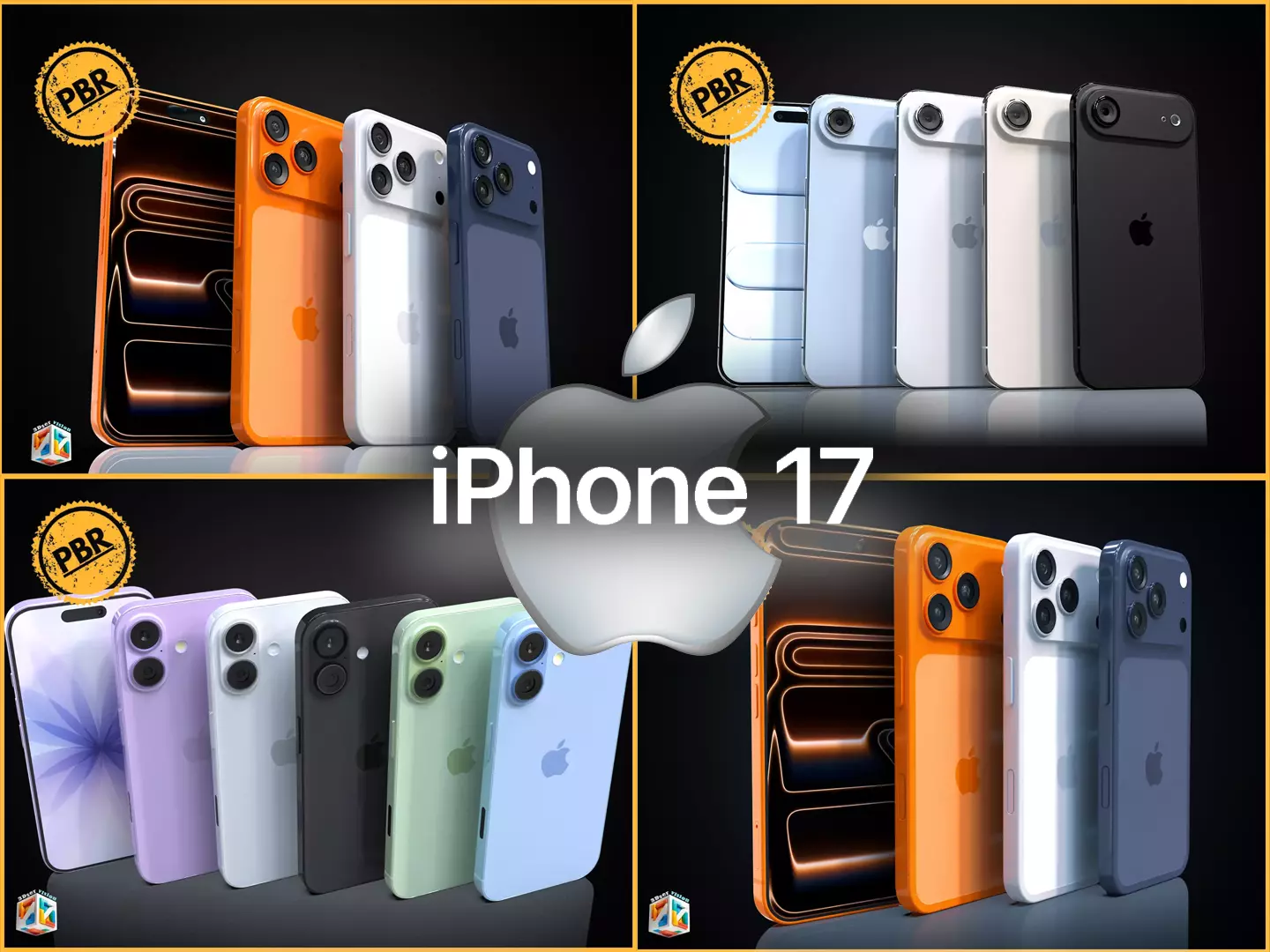 Iphone17 pack 2025 all colors- iphone17 -Air -17 pro -17 pro max 3D Model Collection_2