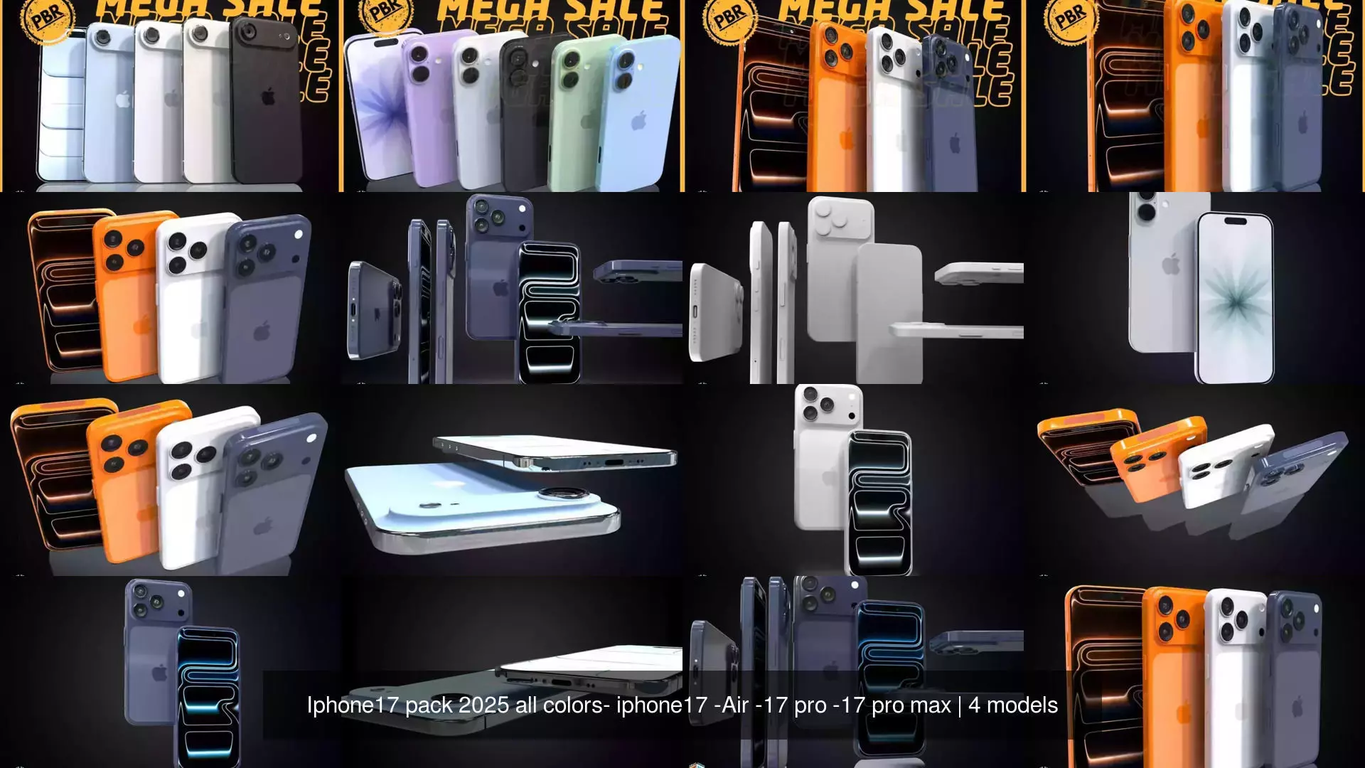Iphone17 pack 2025 all colors- iphone17 -Air -17 pro -17 pro max 3D Model Collection_1