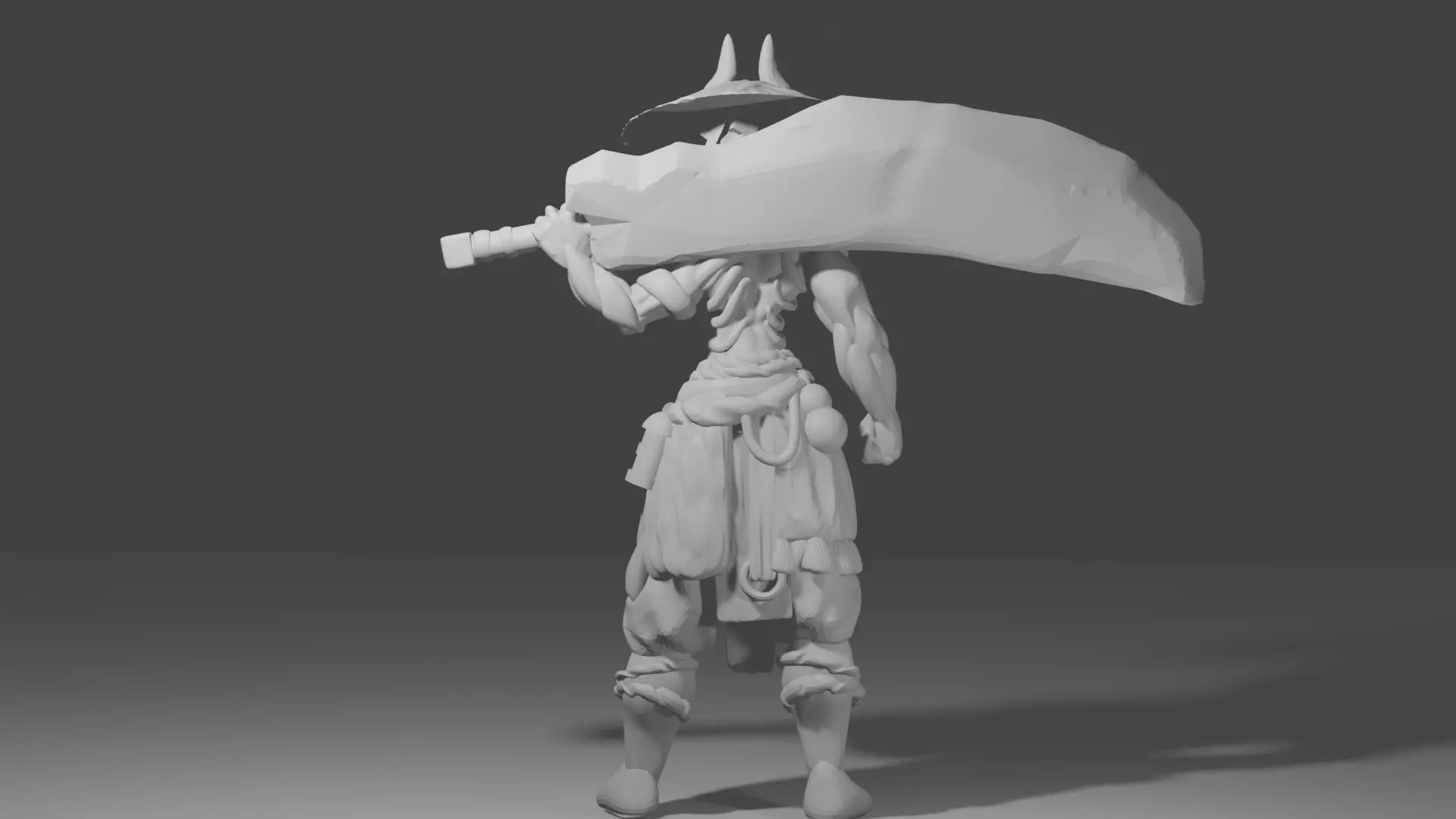 Japanese samurai demon broadsword 3D print model_4