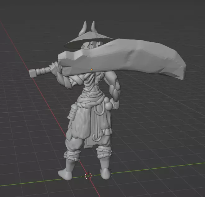 Japanese samurai demon broadsword 3D print model_5