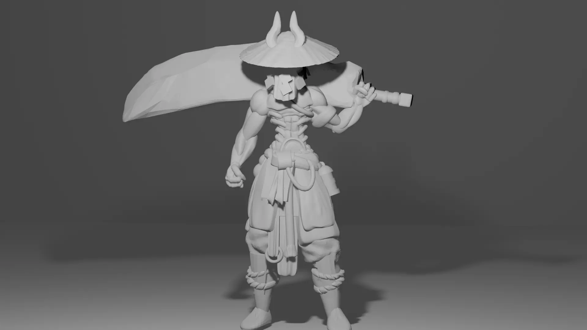 Japanese samurai demon broadsword 3D print model_2