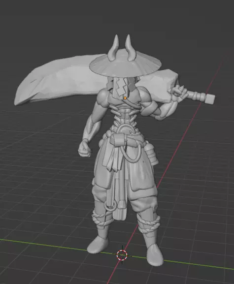 Japanese samurai demon broadsword 3D print model_3