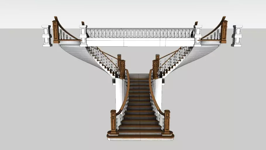 Grand Split Staircase Luxury Mansion 3D SketchUp 3D model_0