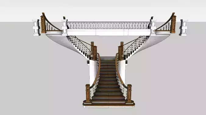 Grand Split Staircase Luxury Mansion 3D SketchUp