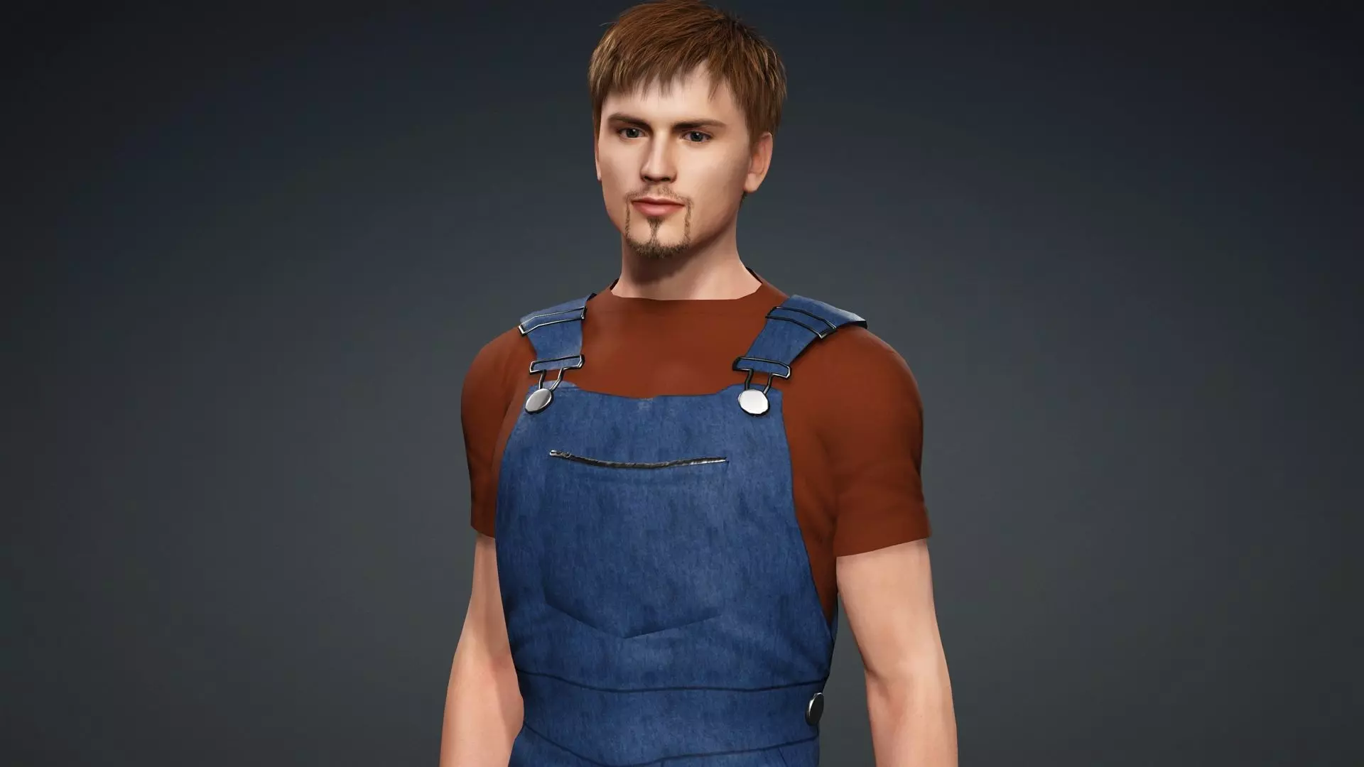 Realistic Male Worker Fully Rigged 3D Character 3D model_5