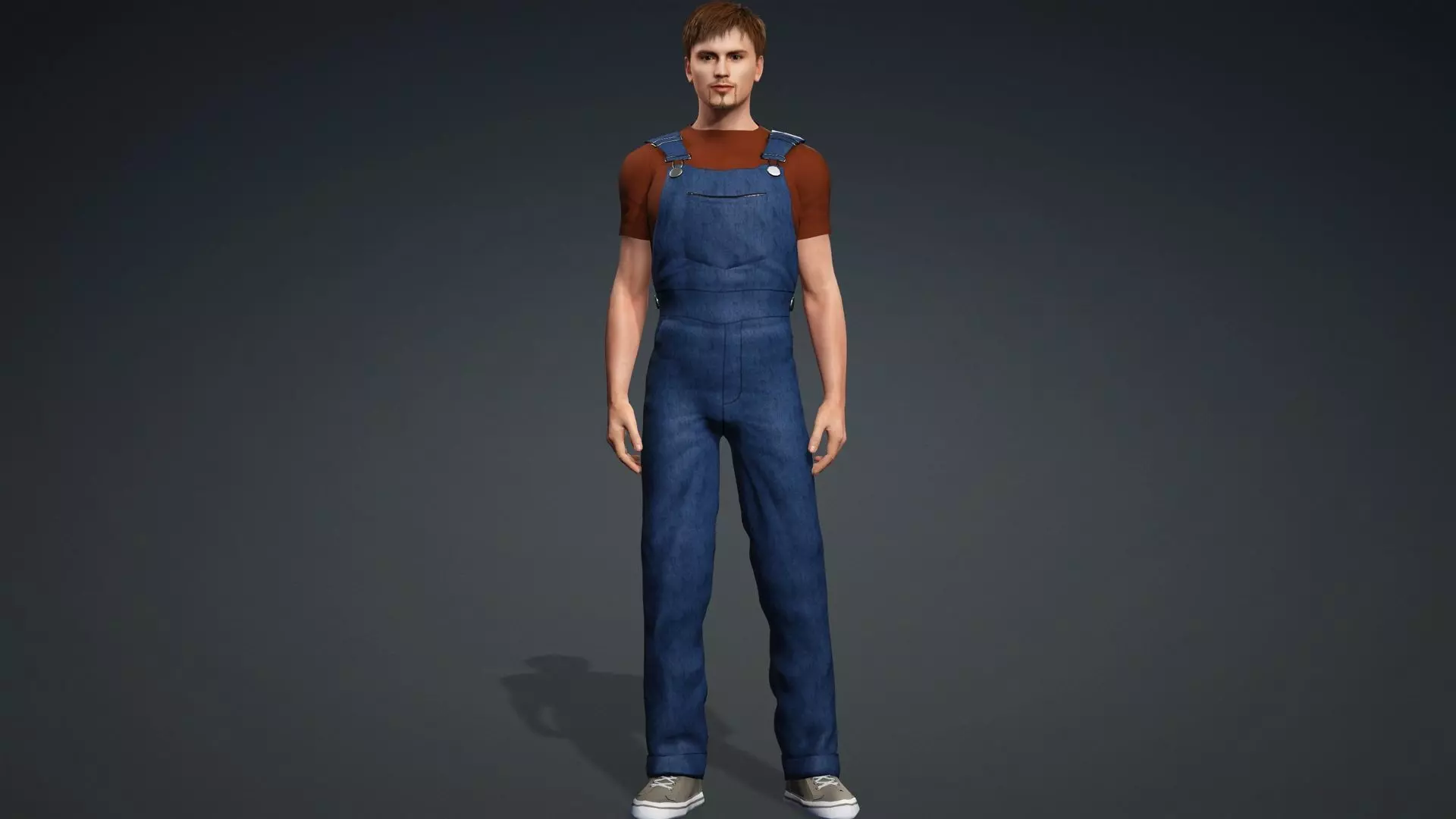 Realistic Male Worker Fully Rigged 3D Character 3D model_3