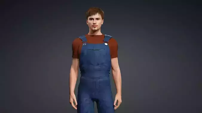 Realistic Male Worker  Fully Rigged 3D Character