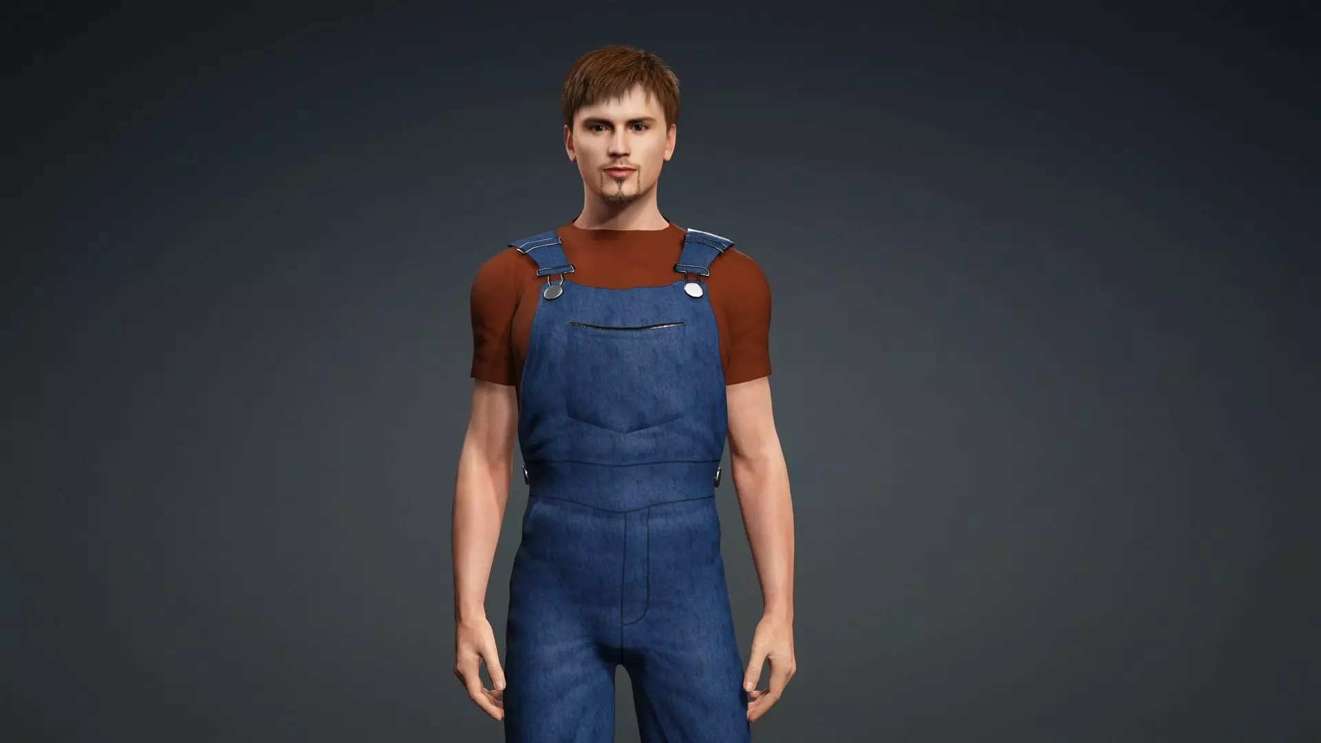 Realistic Male Worker Fully Rigged 3D Character 3D model_0