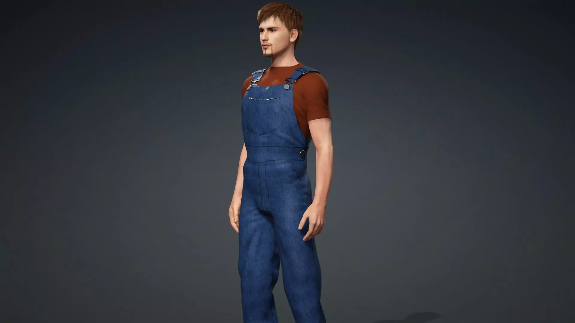 Realistic Male Worker Fully Rigged 3D Character 3D model_1
