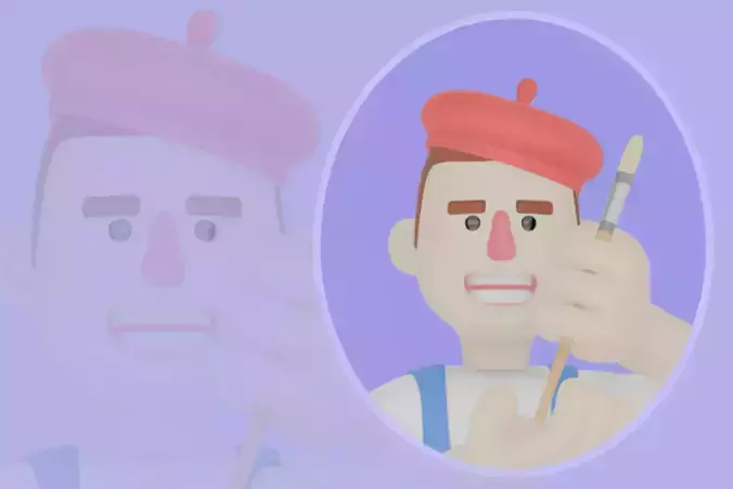 3D Cartoon Male Painter Character - Angry Artist Scolding Brush