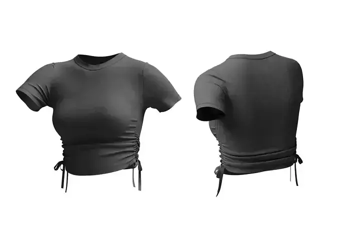 Ruched Woman side drawstring tie Tshirt 3D MODEL