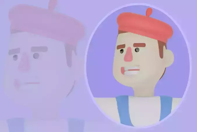 Stylized 3D Male Painter Character - Artist Holding Giant Brush