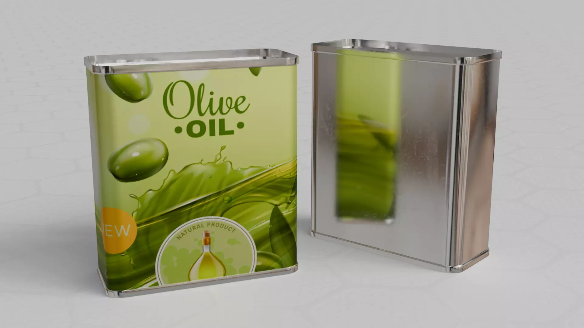 Square Aluminium Oil Tin can 3D model_4