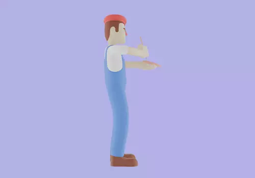 Stylized 3D Male Painter Character - Cartoon Artist with Palette 3D model_5