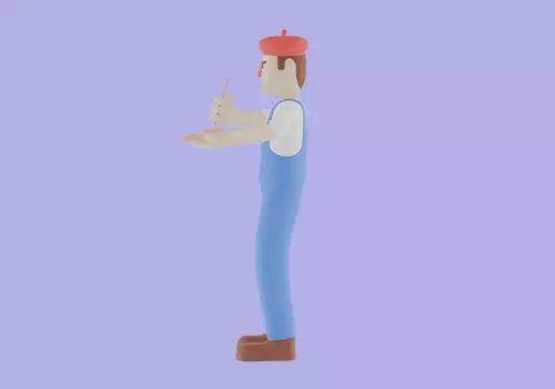 Stylized 3D Male Painter Character - Cartoon Artist with Palette 3D model_3