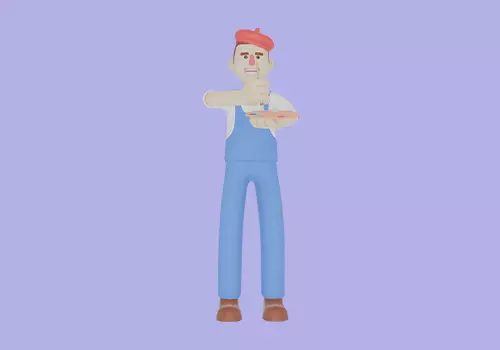 Stylized 3D Male Painter Character - Cartoon Artist with Palette 3D model_2